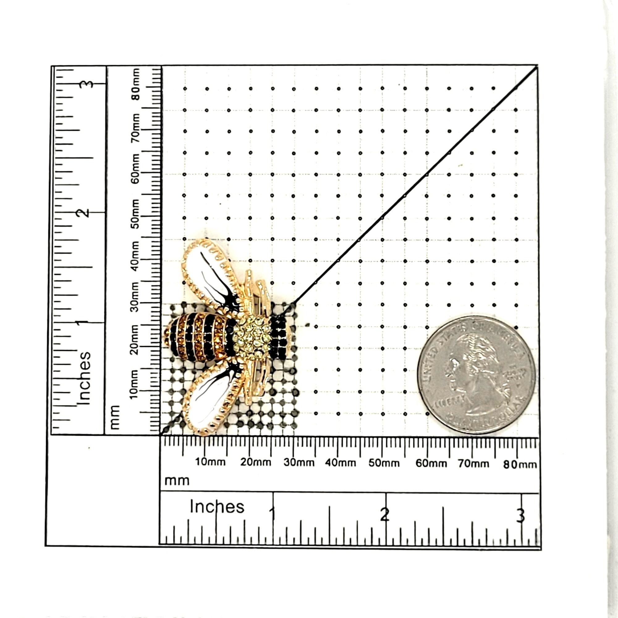 Other ✨Elegant Vintage Style Gold Bee Pin with Yellow Rhinestones Size ONE SIZE - 6 Thumbnail