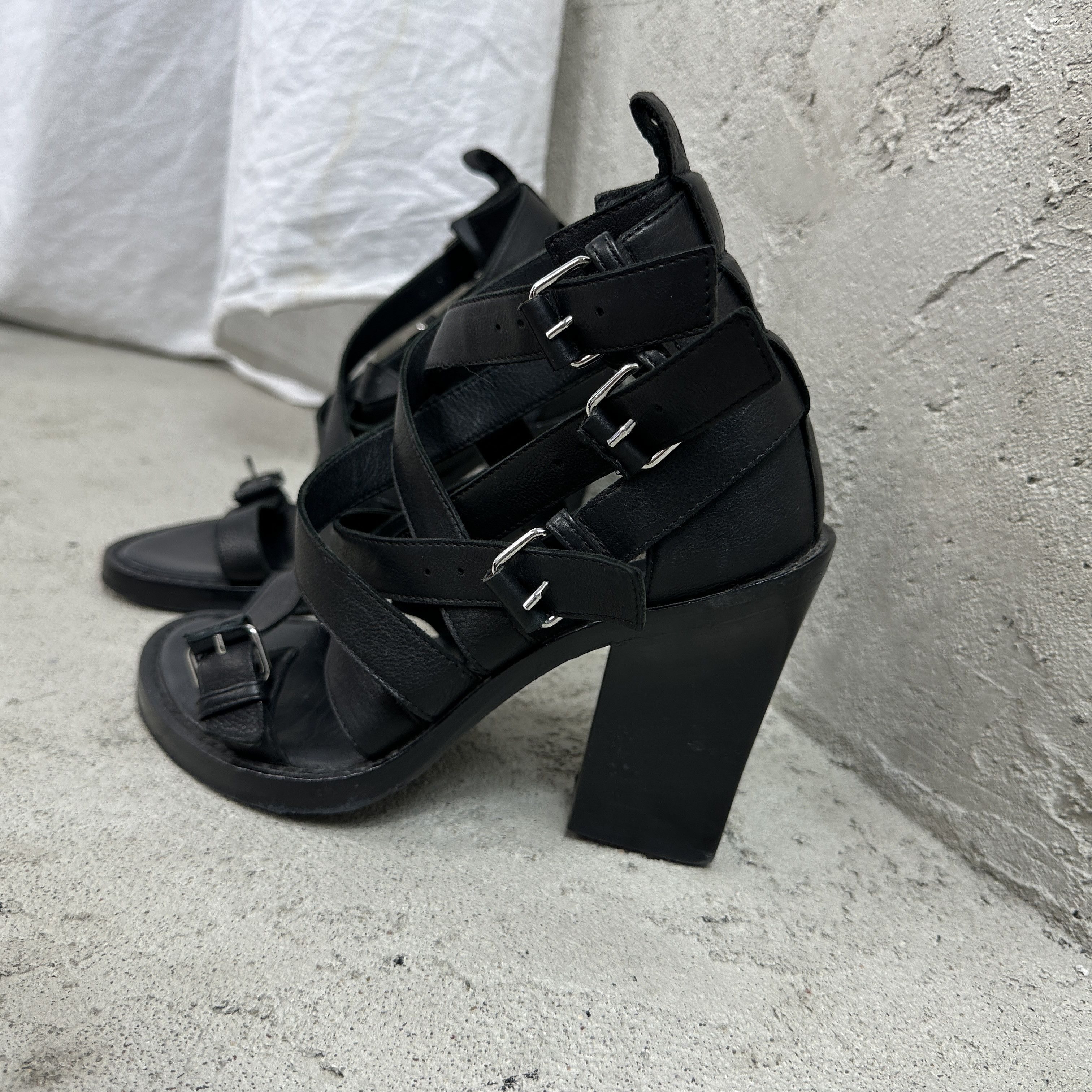 Ann Demeulemeester × Vintage Vintage Leather Opium Grunge Strapped Bondage Heels 00s Size US 7 / IT 37 - 6 Thumbnail