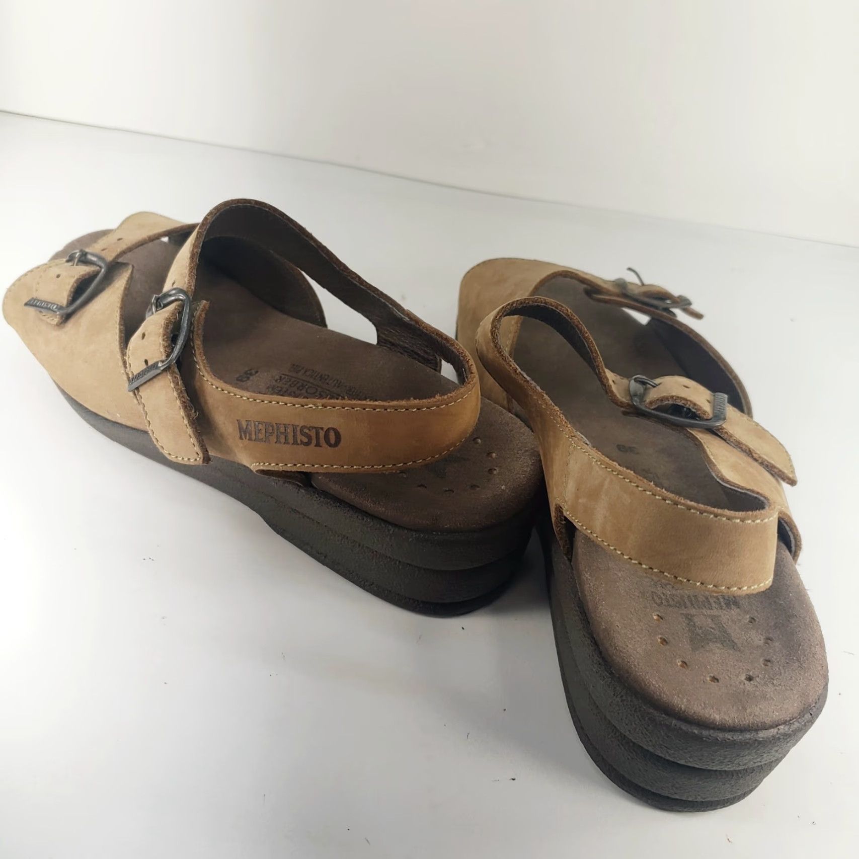 Mephisto Mephisto Sandals Suede Women's 8M EU 39 Brown Wedge Strappy Adjustable Arch Support Cushioned Breathable Size US 8 / IT 38 - 5 Thumbnail