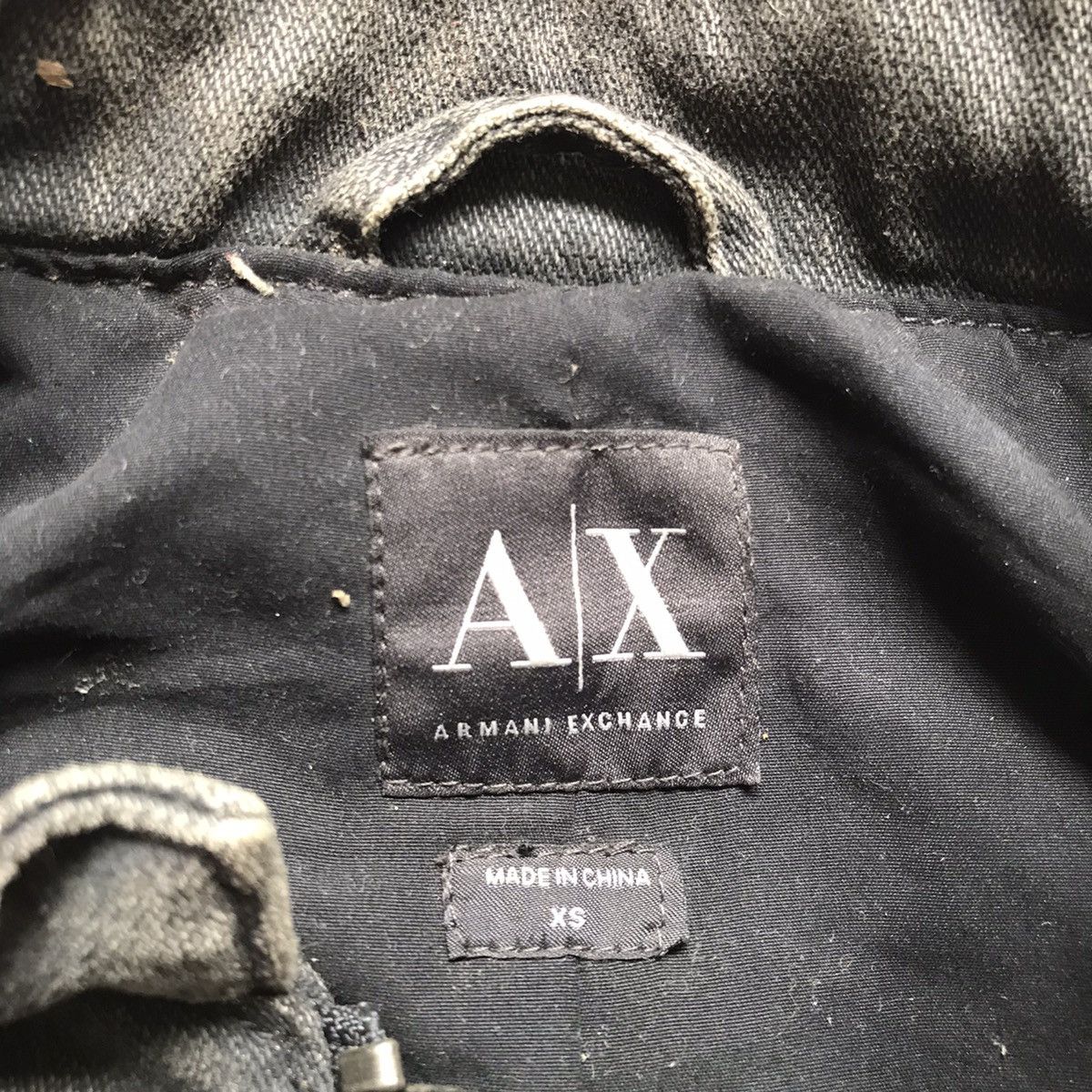 Armani Exchange VINTAGE ARMANI EXCHANGE RACING BIKER DENIM JACKET Size US XS / EU 42 / 0 - 13 Thumbnail
