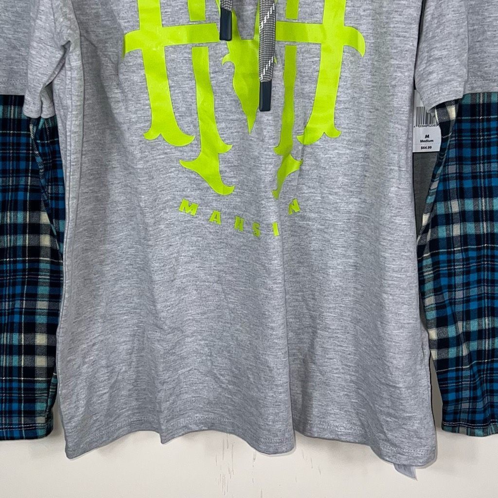 Disney Disney Parks Haunted Mansion Layered Look Flannel Plaid Sleeve Hoodie Top M Size US M / EU 48-50 / 2 - 3 Thumbnail