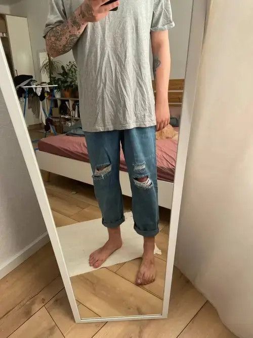 Other Denim Straight Holes Trousers Mens Size US 28 / EU 44 - 2 Thumbnail