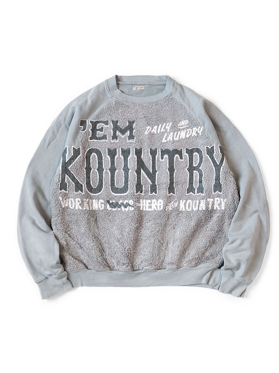 image of Kapital Em' Kountry Grizzly Fur Sweatshirt in Grey, Men's (Size Medium)