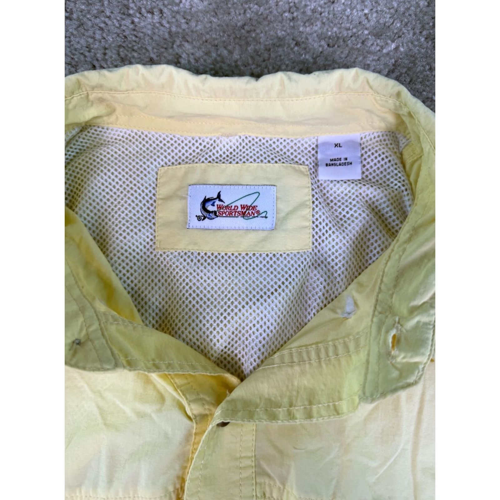 Vintage World Wide Sportsman Yellow Fishing Shirt XL Lightweight Button-Up Collared Long Sleeve Men's Size US XL / EU 56 / 4 - 5 Thumbnail