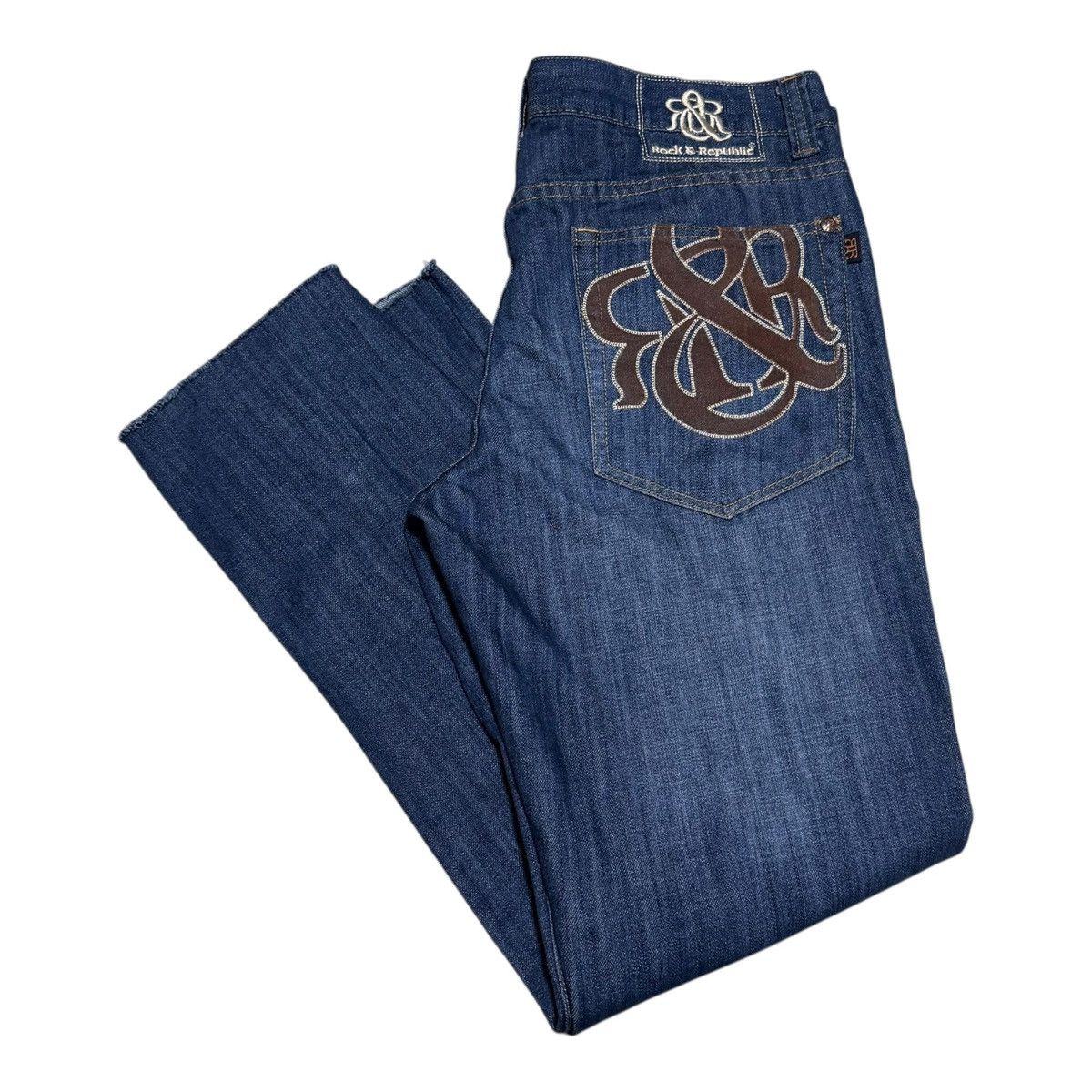 Rock & Republic Rock & Republic Embroidered Pocket Blue Jeans Men’s 36x31.5 Size US 36 / EU 52 - 1 Thumbnail