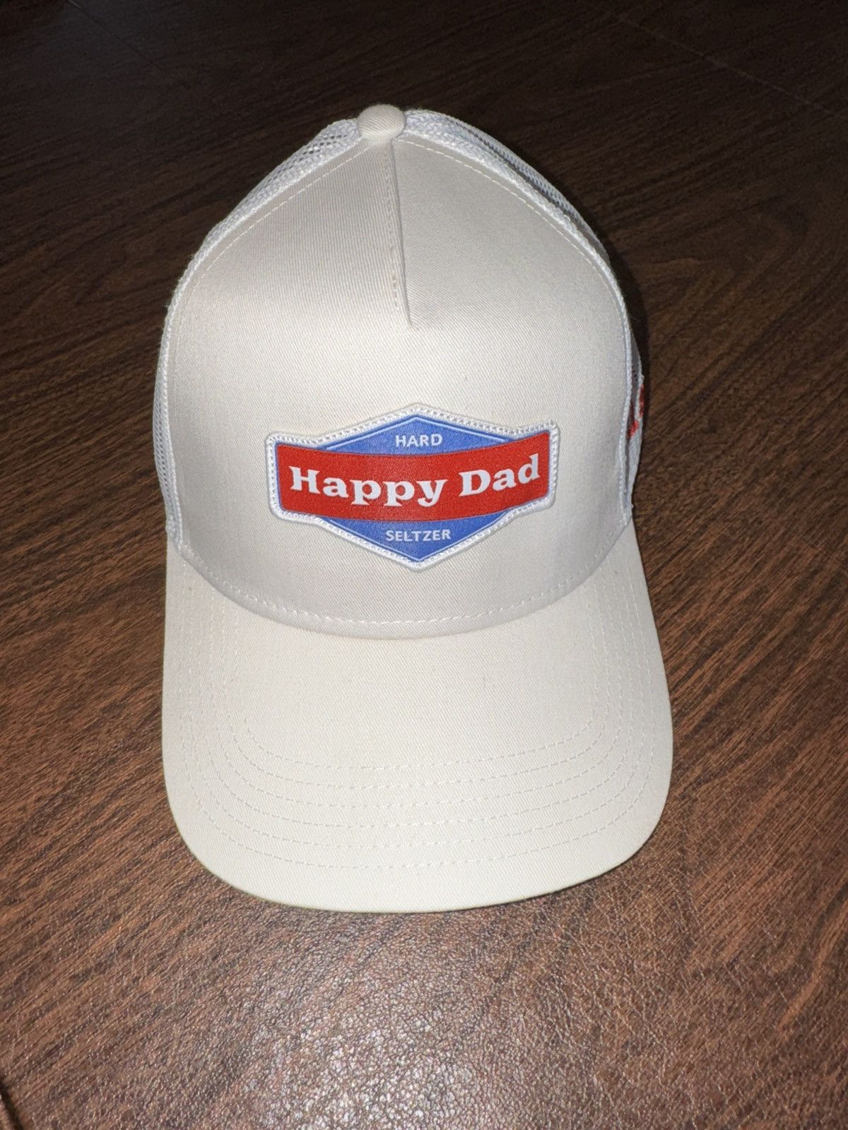 Happy Dad Hard Seltzer White Snapback Trucker Mesh Hat