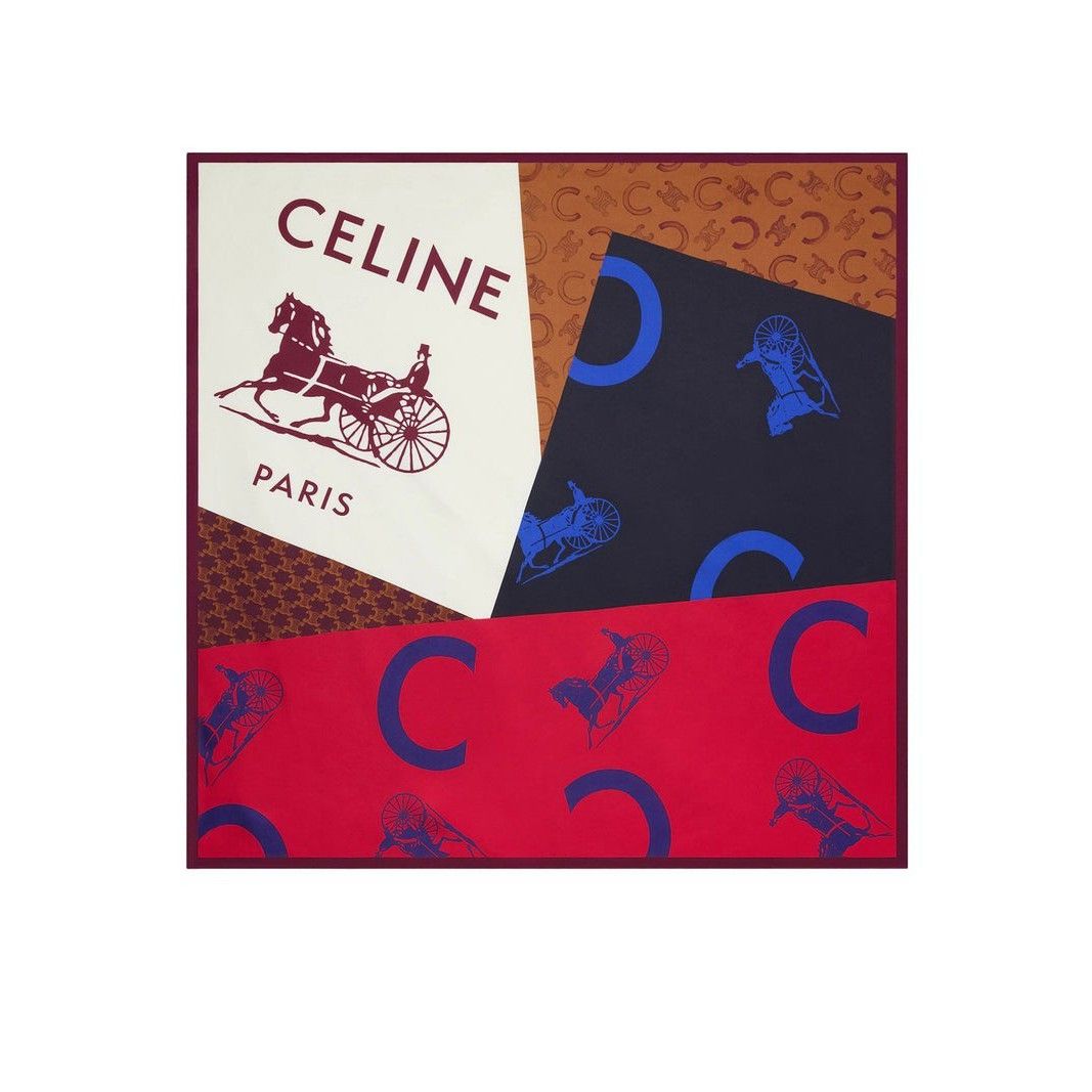 Celine CELINE $590 Tan/Red/Blue Scarf New & Authentic Size ONE SIZE - 1 Preview