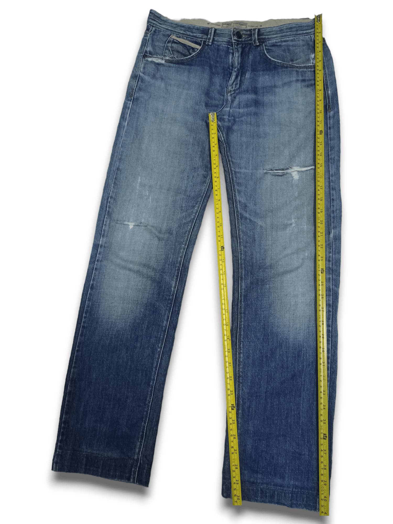 Designer × Henry Cotton's Vintage Henry Cottons Blue Wash Distressed Jeans 32x30 Size US 32 / EU 48 - 10 Thumbnail