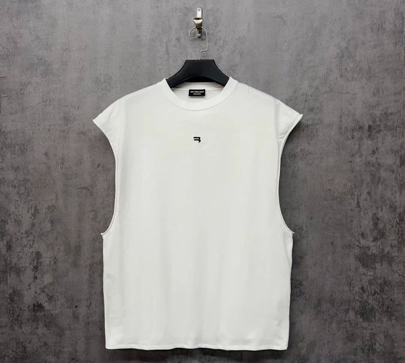 Balenciaga Balenciaga Rolled Embroidered Logo Short Sleeve Vest Size US S / EU 44-46 / 1 - 1 Thumbnail