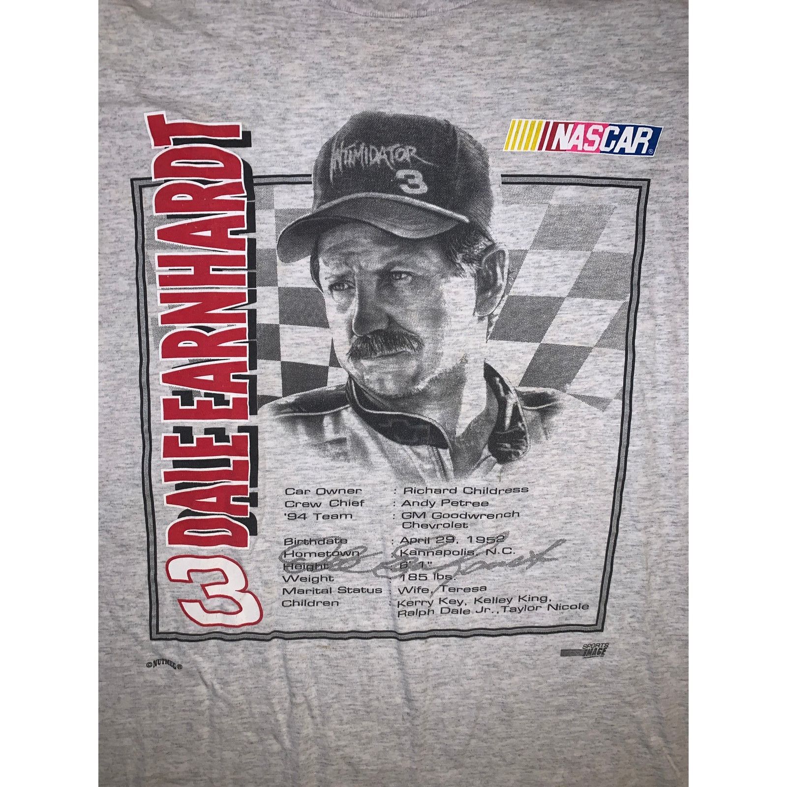 NASCAR × Nutmeg × Vintage Vtg Dale Earnhardt Nutmeg Mills T Shirt XL 90s NASCAR USA Size US XL / EU 56 / 4 - 1 Thumbnail