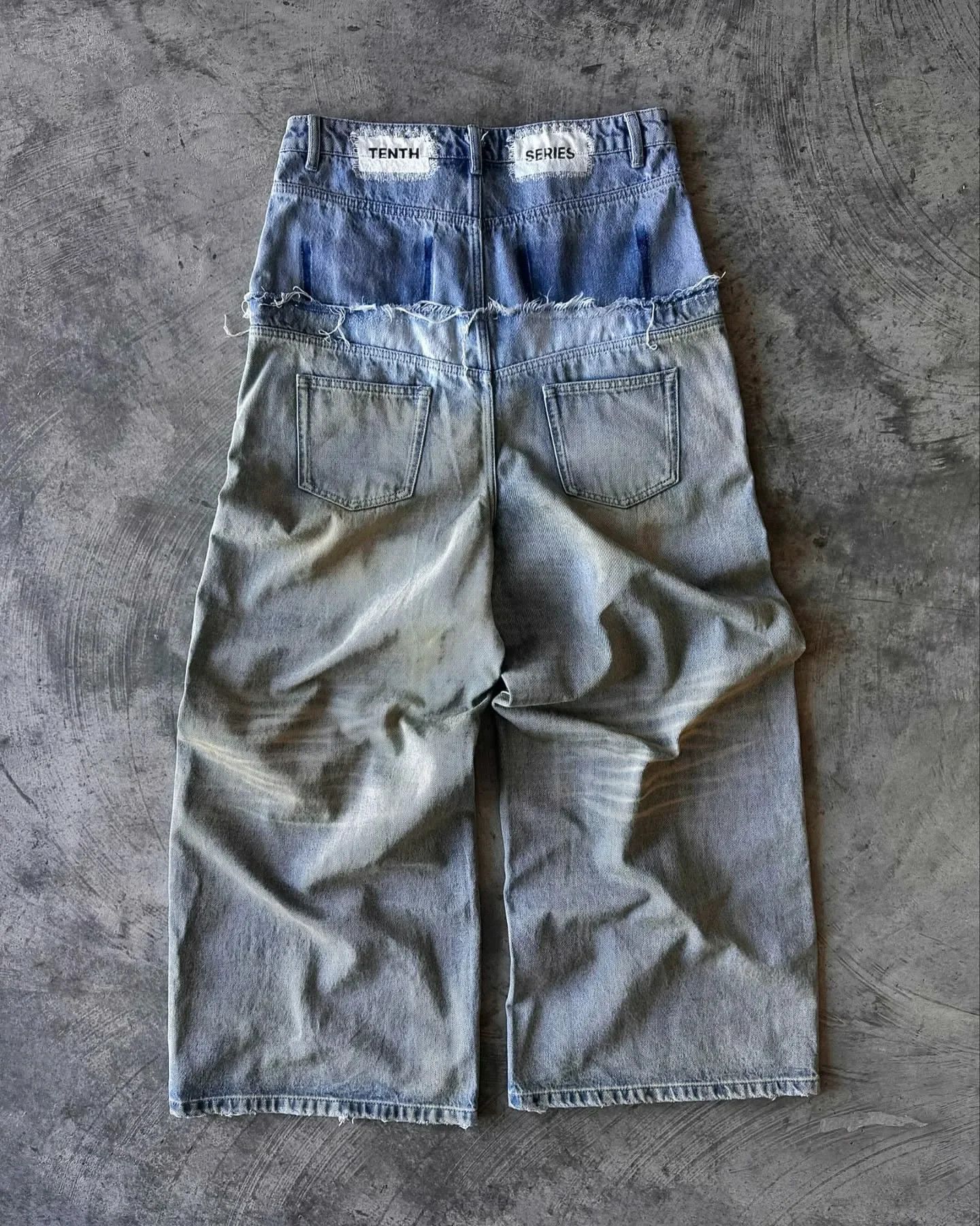 Japanese Brand × Jean Loose Wide Leg Double Waist Denim Pants Size US 36 / EU 52 - 2 Thumbnail