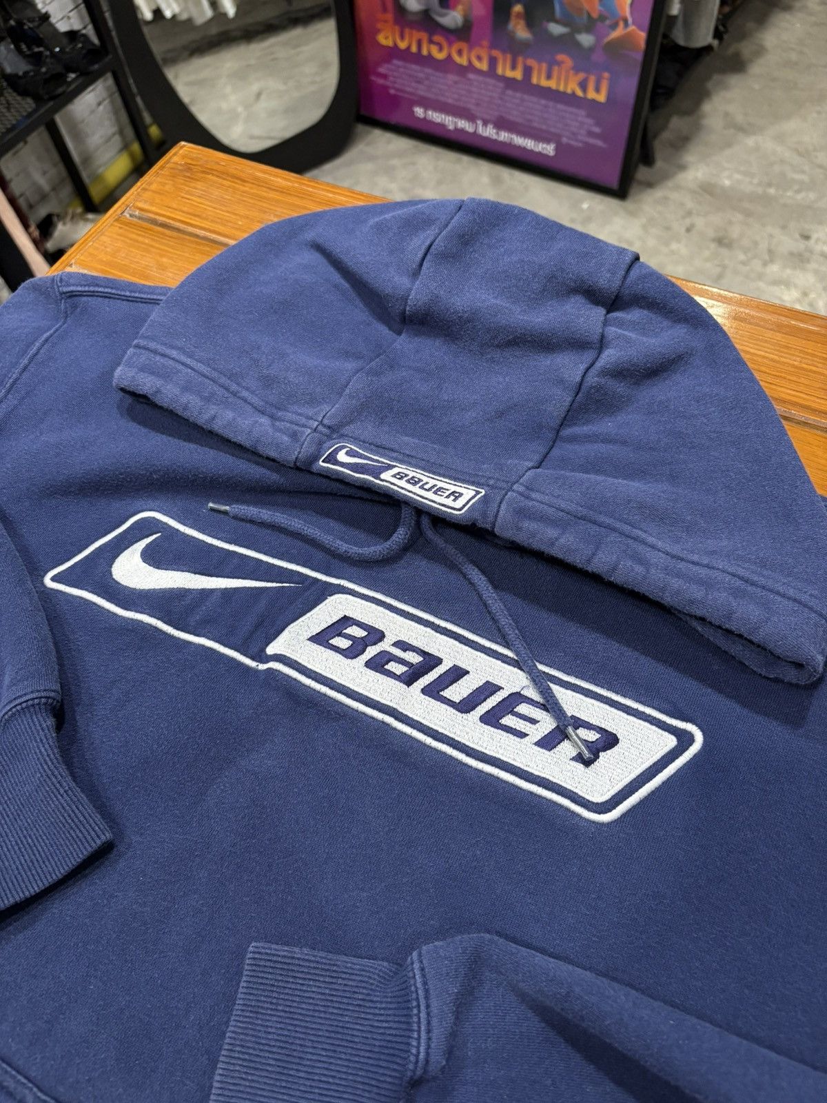 Nike Vintage Y2K Nike Bauer Hockey Navy Hoodie Size US M / EU 48-50 / 2 - 6 Thumbnail