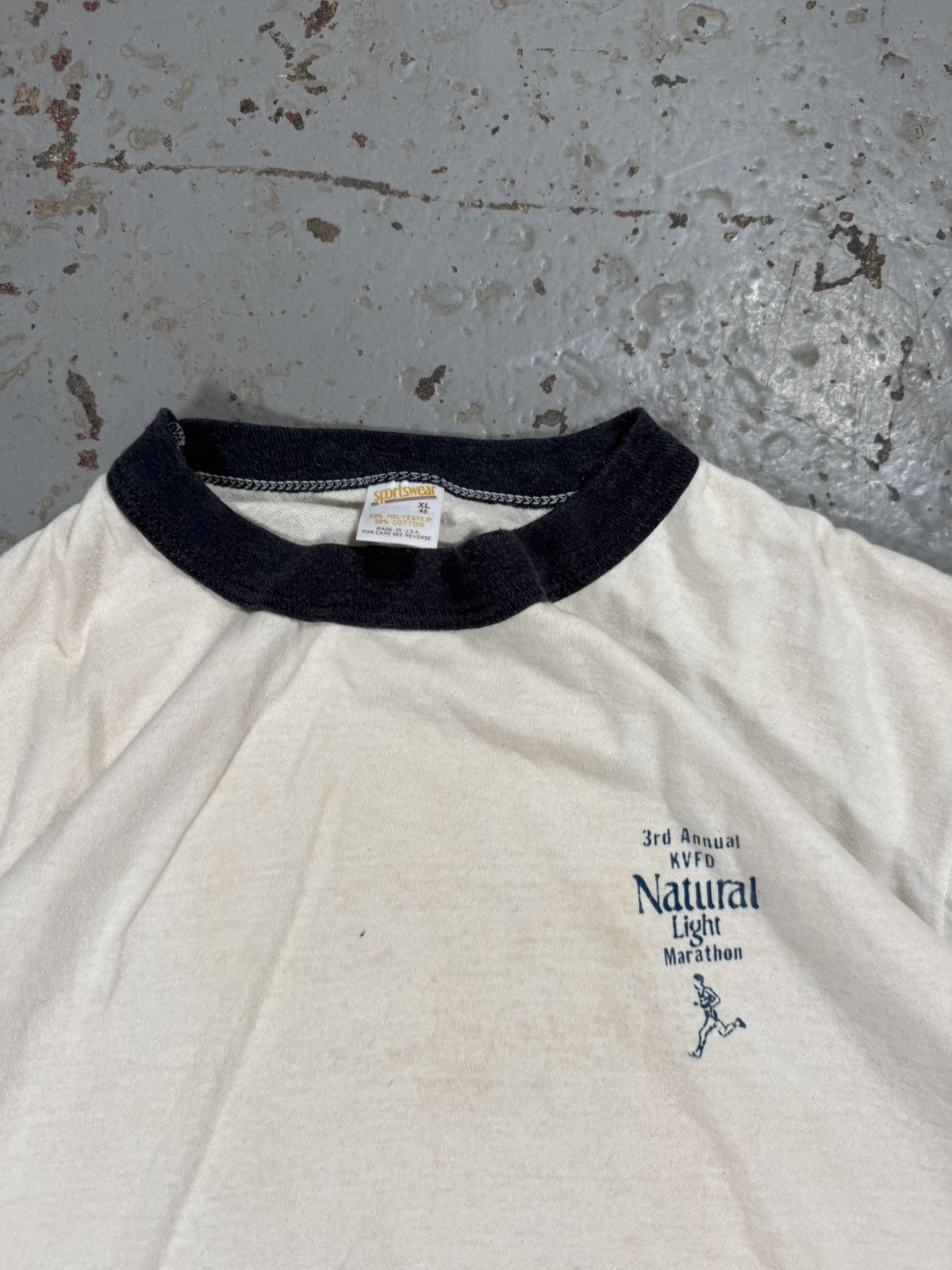 Vintage Vintage Single Stitch Natty Light Marathon Ringer Tee Size US XL / EU 56 / 4 - 7 Thumbnail