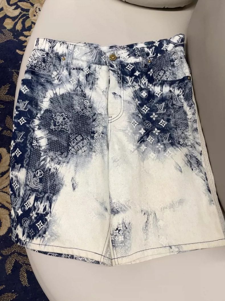 LV Blue White Tie-Dye Shorts