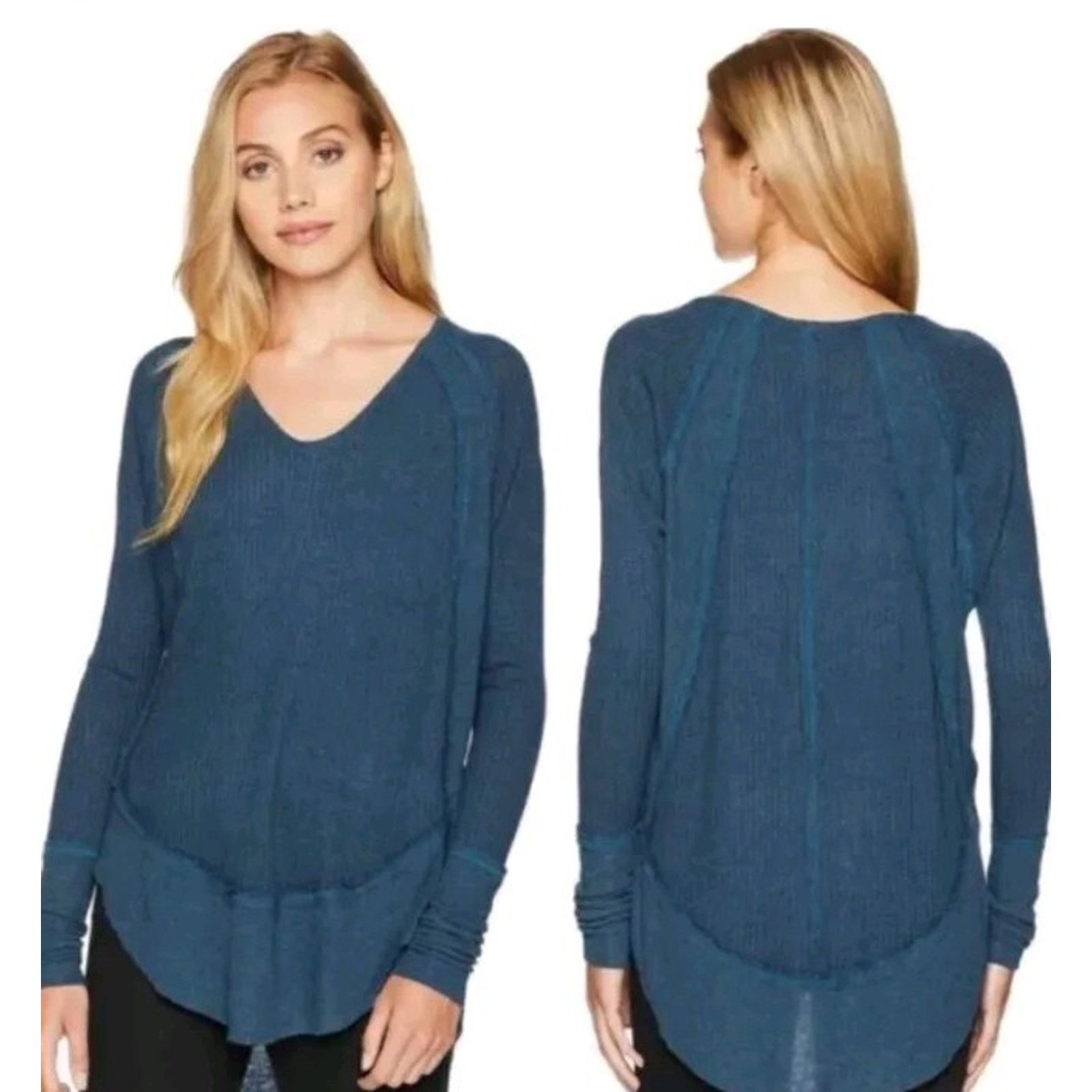 Free People Free People catalin blue waffle knit long Small A001434 Size S / US 4 / IT 40 - 1 Thumbnail