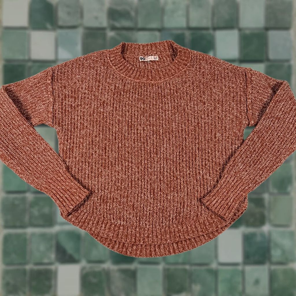 Vintage SO Sweater Womens Small Rust Brown Marled Knit Crewneck Long Sleeve Pullover Size S / US 4 / IT 40 - 1 Thumbnail