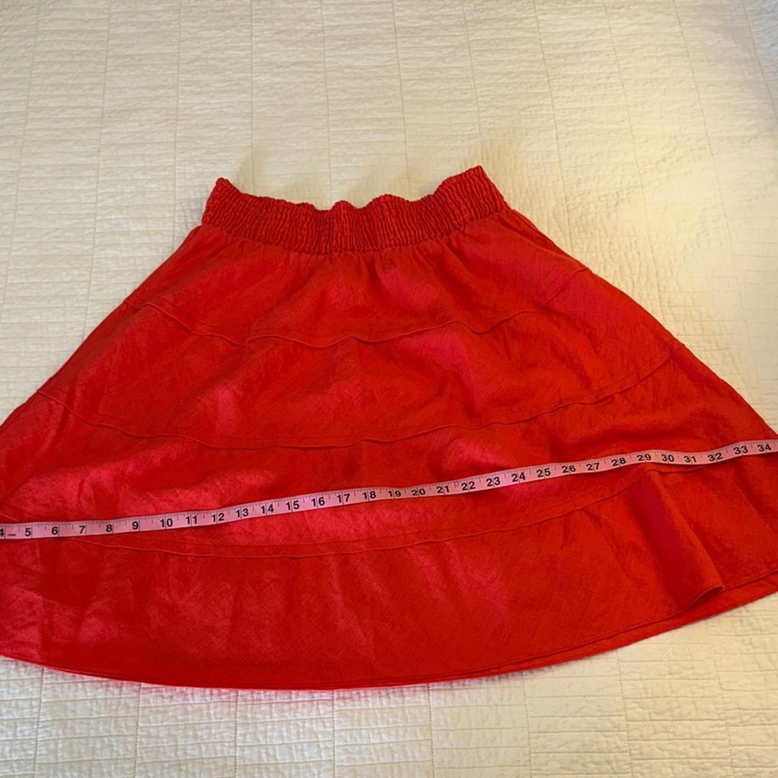 Other Soft Surroundings Medium Linen Skirt A Line EUC Red “Talia” Size 32" / US 10 / IT 46 - 5 Thumbnail