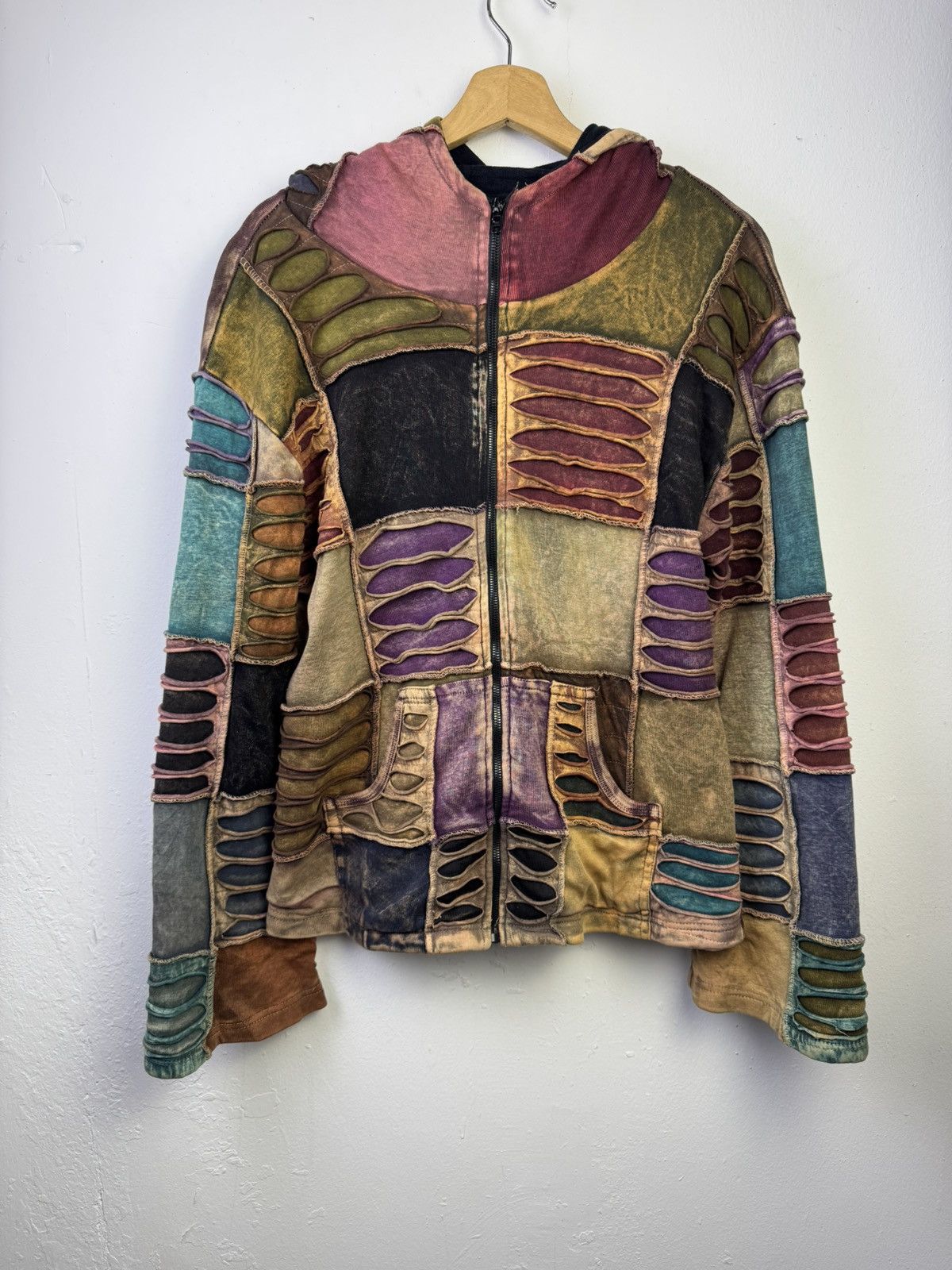 Vintage Rising International Patchwork Hippie Earth Tone Sweater Size M / US 6-8 / IT 42-44 - 1 Thumbnail