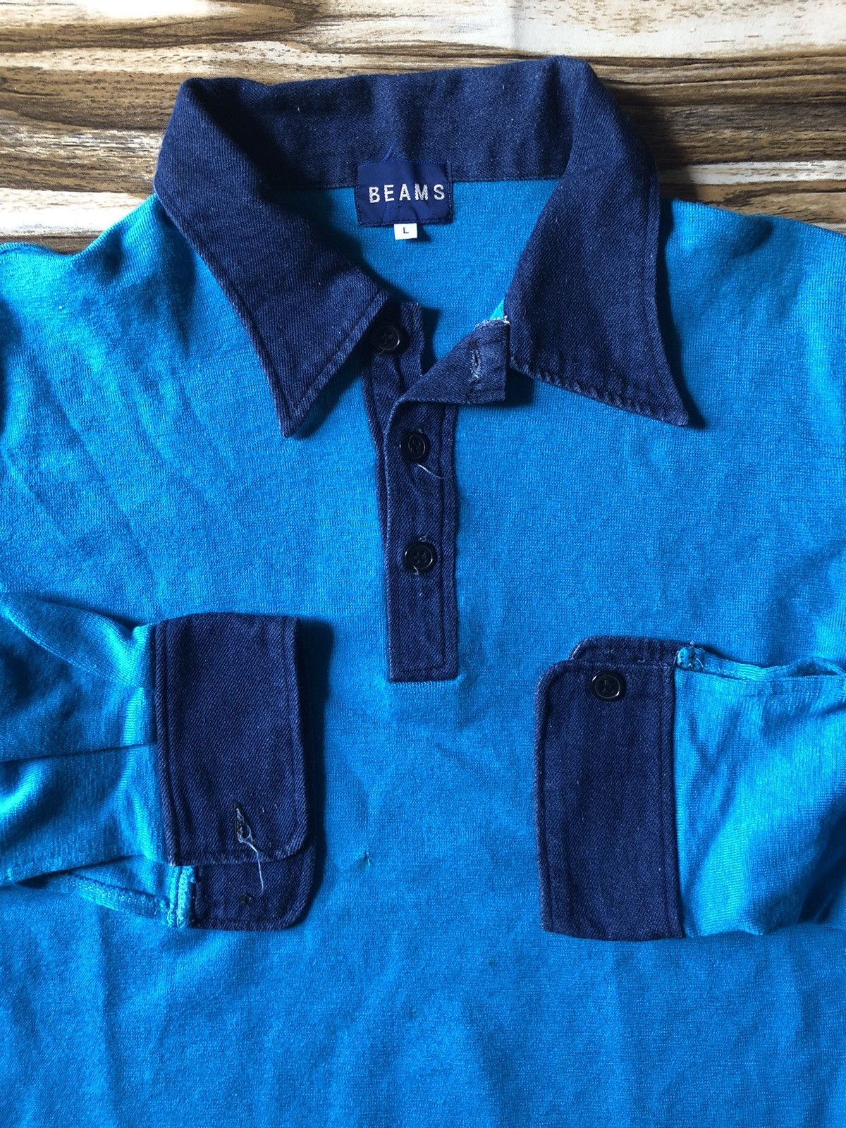 Beams Japan Beams Japan Polo shirt L/S hybrid denim Size US L / EU 52-54 / 3 - 4 Thumbnail