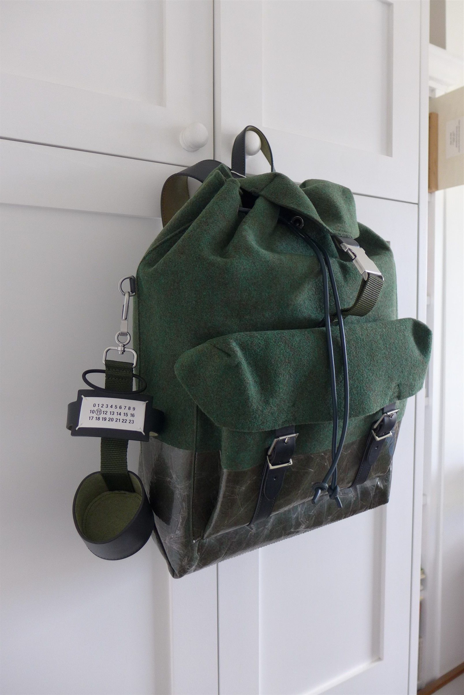 Maison Margiela Margiela FW21 Backpack - Green Felt & Calf Leather Size ONE SIZE - 3 Thumbnail