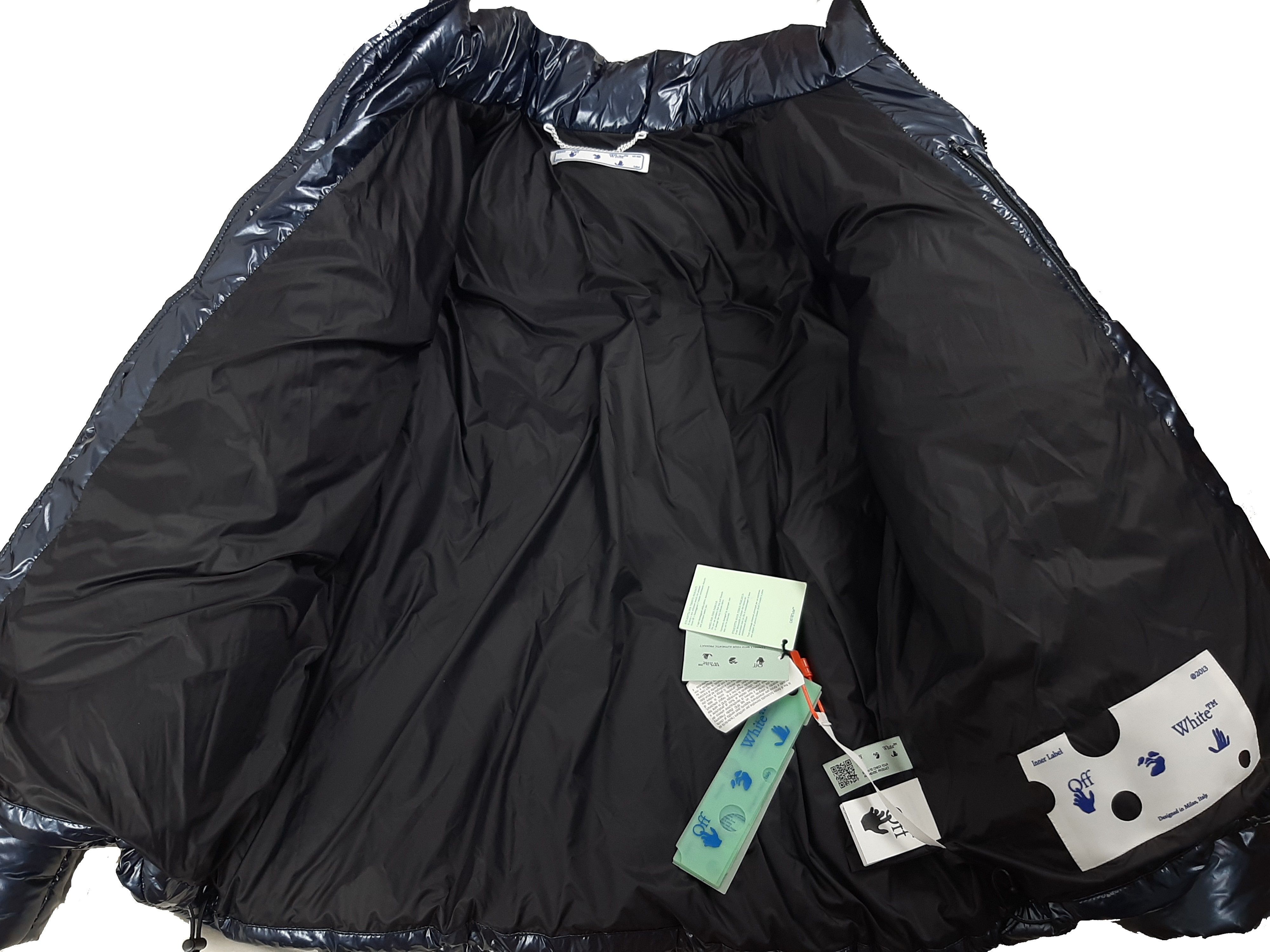 Off-White Off-White Shiny Down Jacket Navy Men's Size L Size US L / EU 52-54 / 3 - 10 Thumbnail