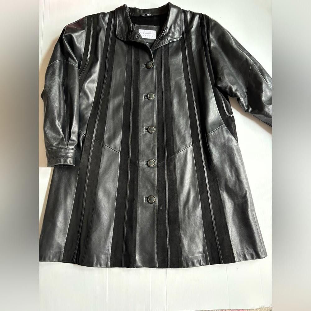 Designer Vintage 90s Bob & Christensen Couture Leather Coat Size US S / EU 44-46 / 1 - 1 Thumbnail