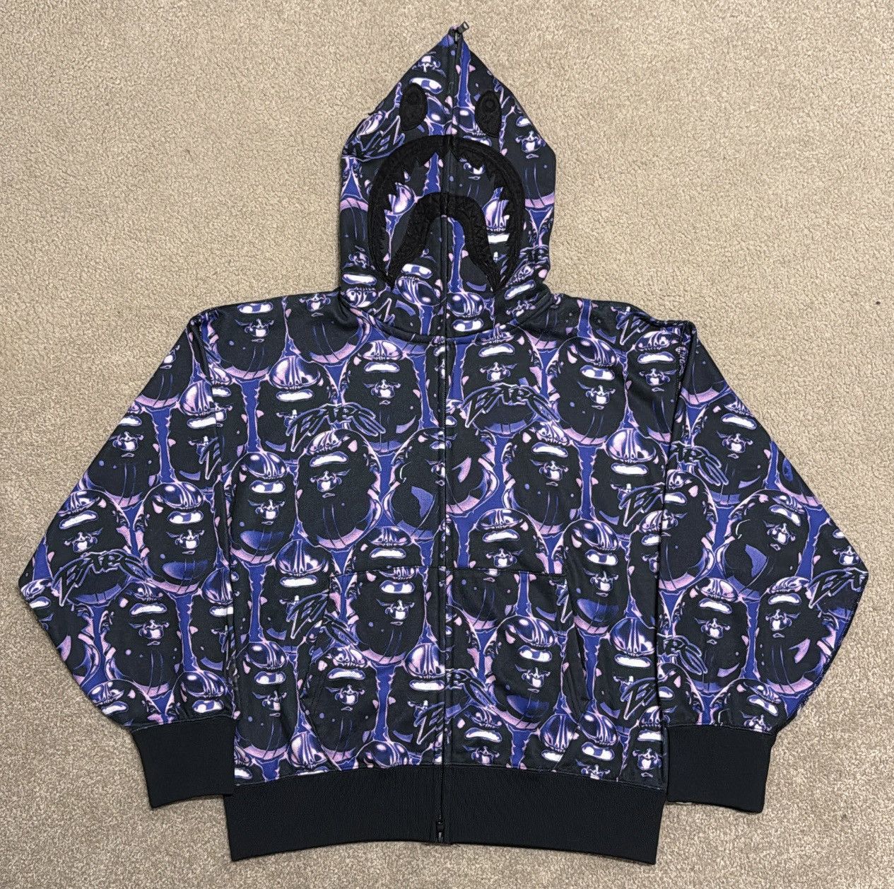 Bape BAPE GRAFFITI CHECK SHARK FULL ZIP HOODIE | Grailed