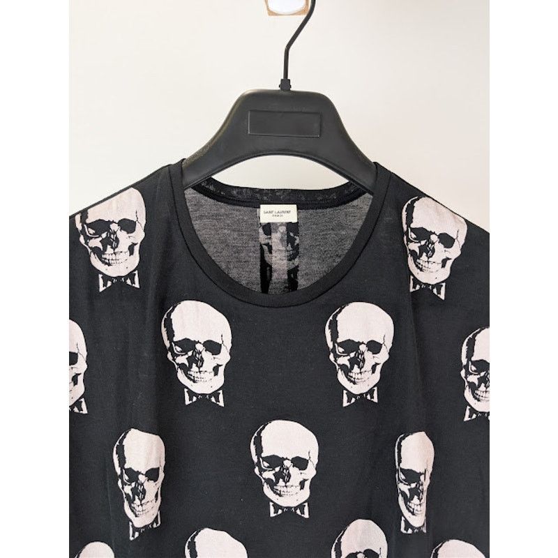 Saint Laurent Paris o1rshd1 Skull and Bowtie Print T-Shirt in Black / White Size US XS / EU 42 / 0 - 7 Thumbnail