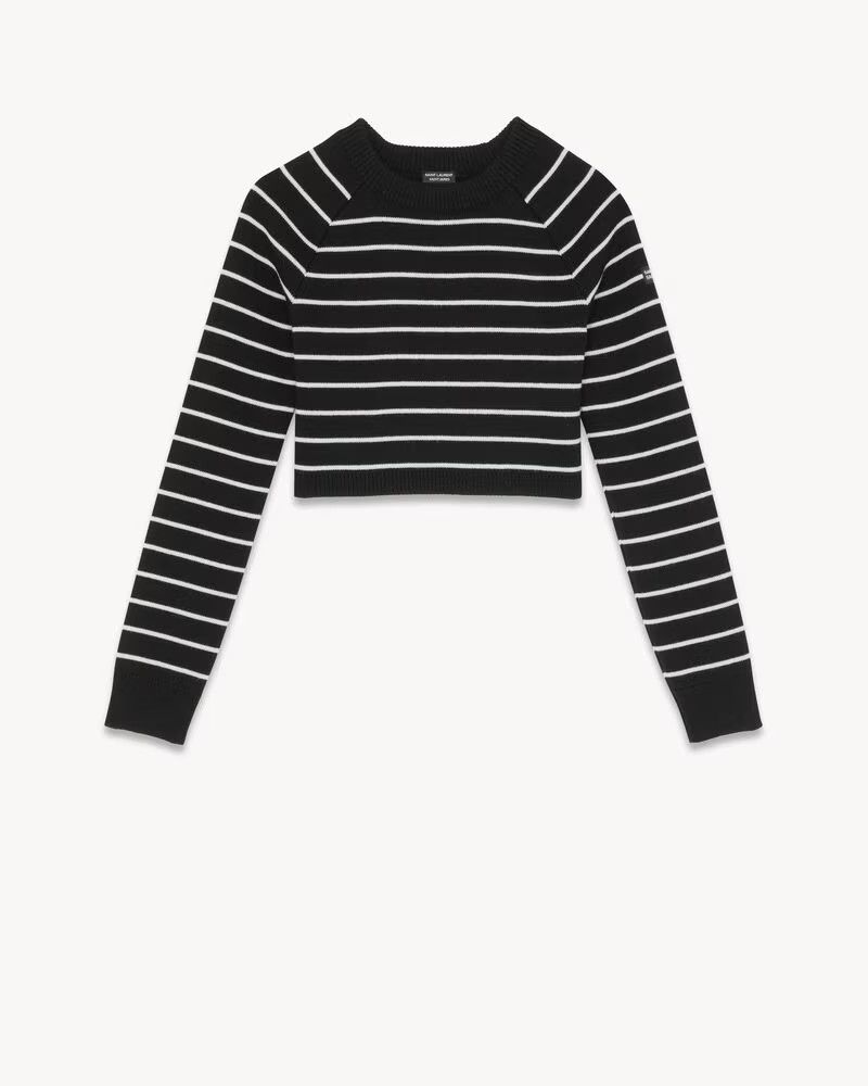 Saint Laurent Paris o1la1rc1a0425 779464 Saint James Cropped Sweater In Wool Size L / US 10 / IT 46 - 1 Thumbnail