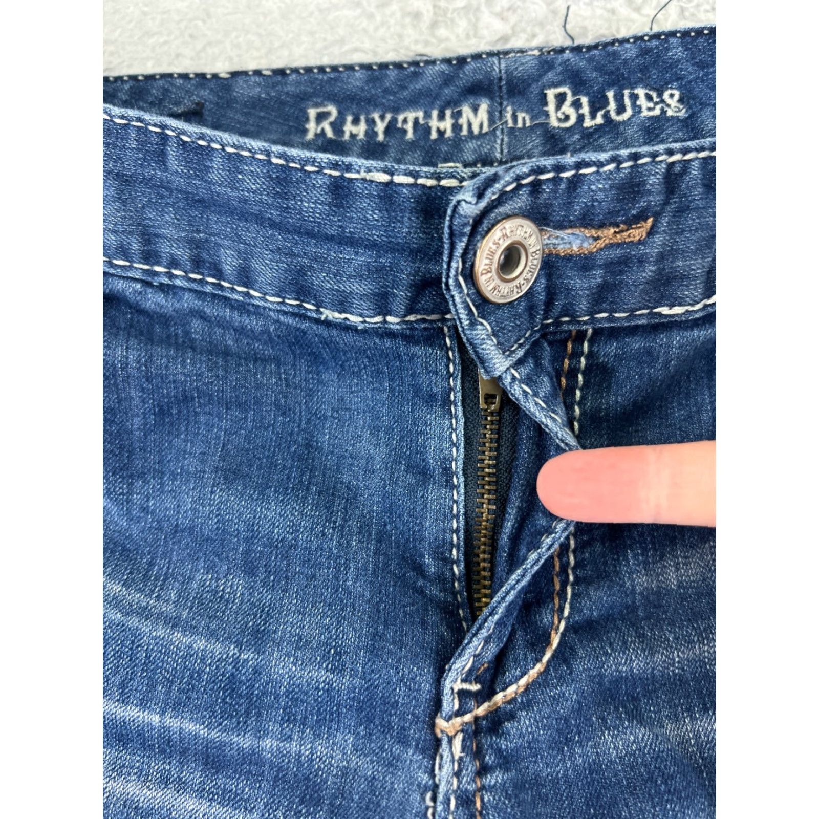 Rhythm Rhythm In Blues Jeans Womens 6 Blue Denim Straight Low Rise Cotton 31x28 Size 28" / US 6 / IT 42 - 5 Thumbnail