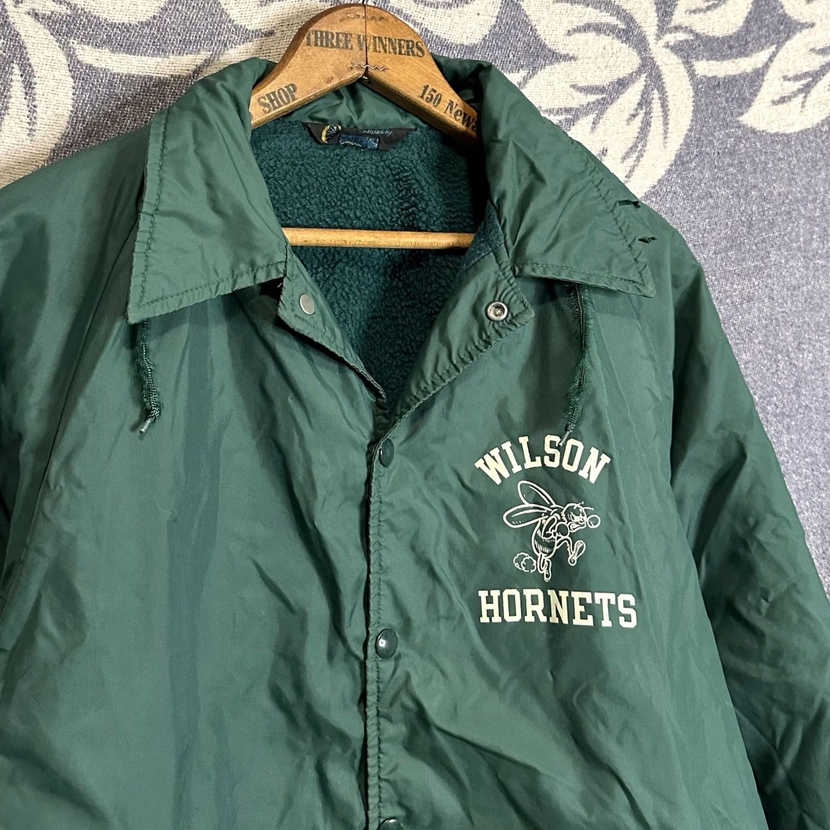 Champion VINTAGE Champion Jacket Nylon Green Lined Windbreaker 60s 70s School USA Men Large Snapped Button Hooded Pocketed Regular Size US L / EU 52-54 / 3 - 2 Thumbnail