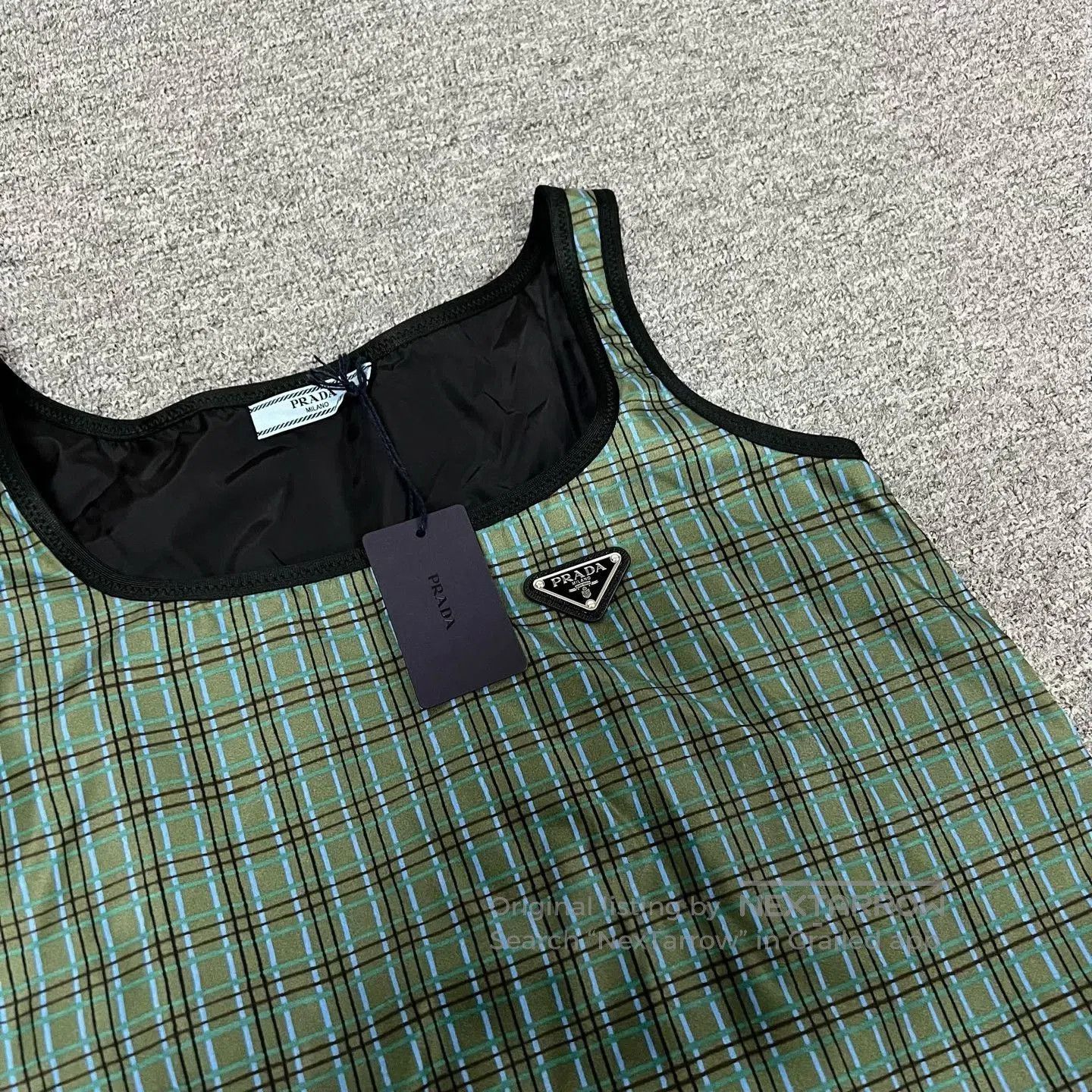 Prada Prada Triangle Logo Green Plaid Nylon Dress. Size S / US 4 / IT 40 - 5 Thumbnail