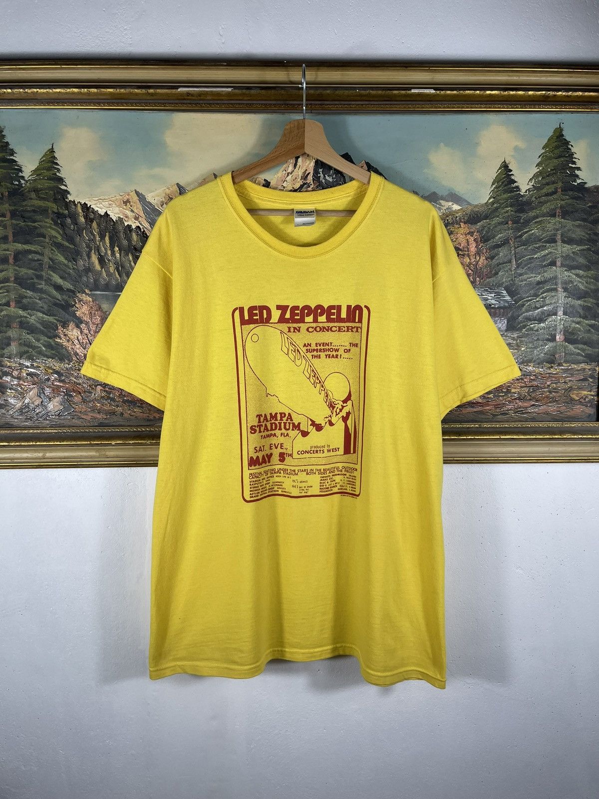 Band Tees × Led Zeppelin 2004 Led Zeppelin Yellow T shirt Tee Vintage Retro Y2k 00s Size US L / EU 52-54 / 3 - 1 Thumbnail