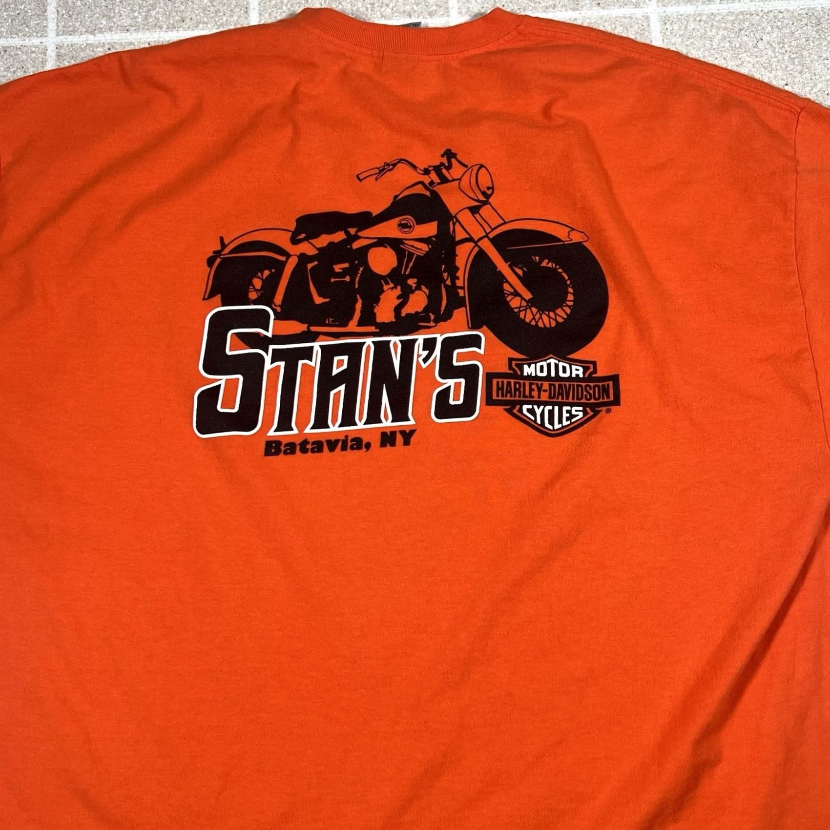 Harley Davidson HARLEY-DAVIDSON T-Shirt Men 2XL Orange Biker New York Stan’s Batavia NY Motorcycle Vintage Size US XXL / EU 58 / 5 - 2 Thumbnail