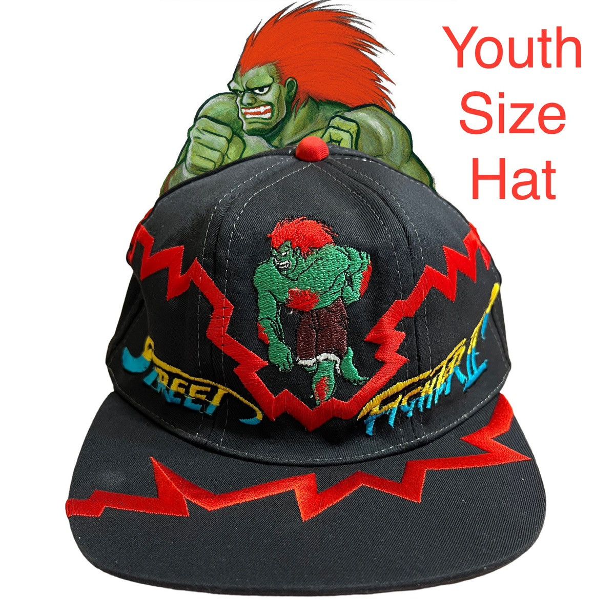 Vintage **YOUTH** Blanka Street Fighter 2 Jagged Edge Snapback Hat Size ONE SIZE - 1 Thumbnail