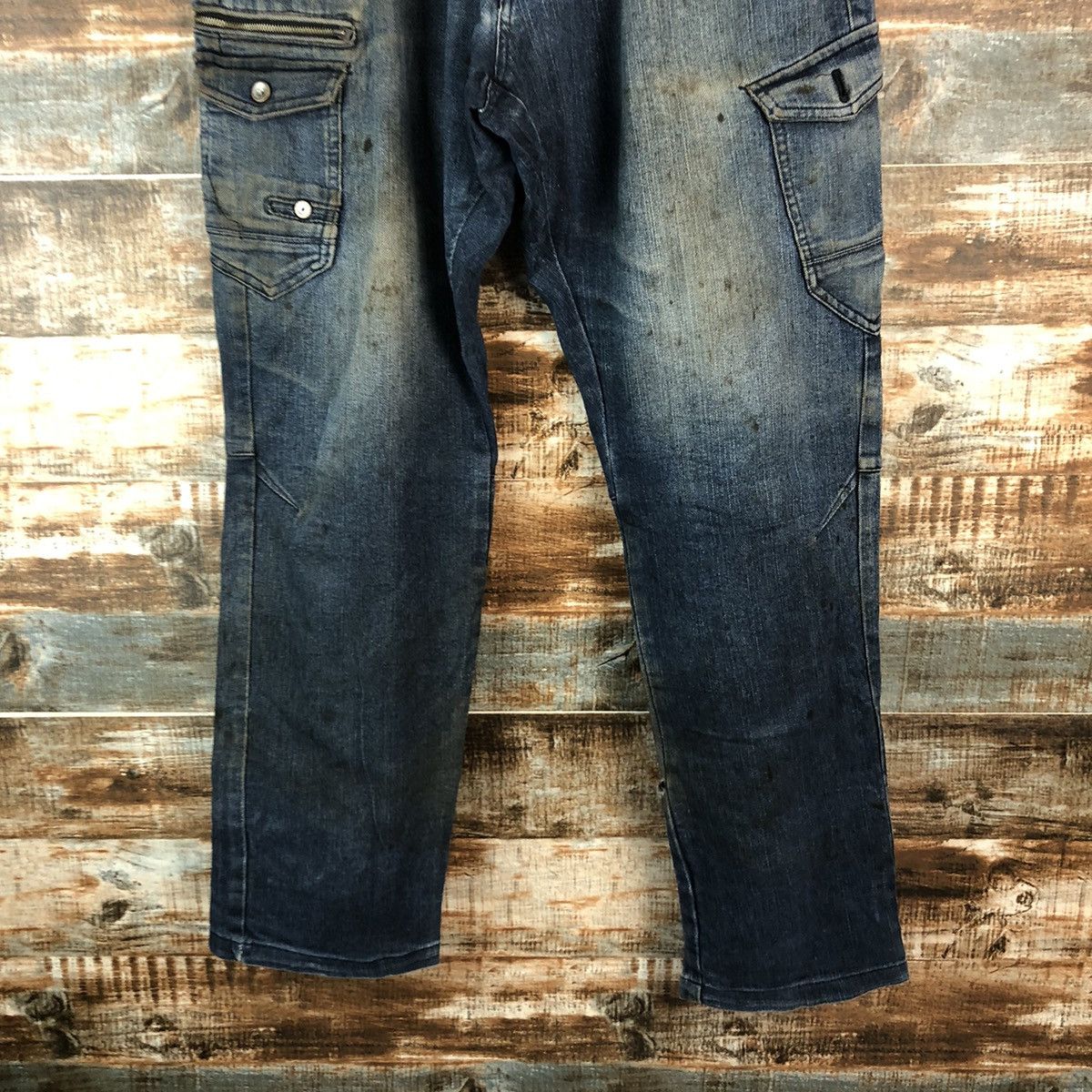 Japanese Brand Z Dragon Blue utility worker Multipocket cargo Pants #A2176 Size US 35 - 6 Thumbnail