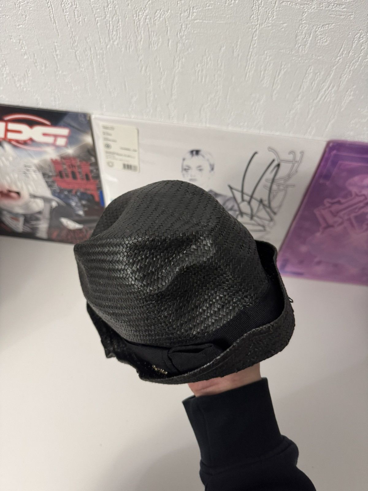 Gucci Gucci Black Woven Straw Hat Archive Luxury Avant Garde style Size ONE SIZE - 7 Thumbnail