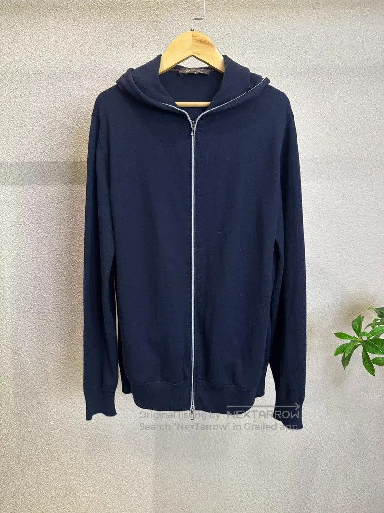 Loro Piana Loro Piana Navy blue hooded zipper knit jacket Size US M / EU 48-50 / 2 - 1 Thumbnail