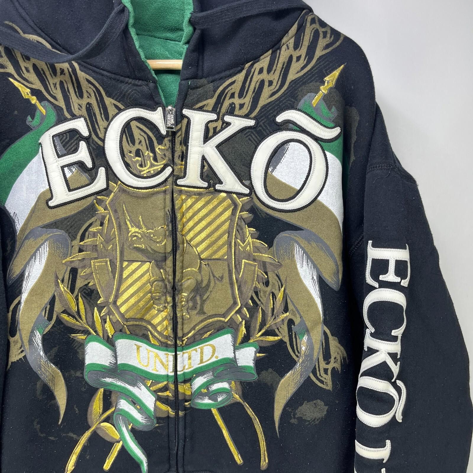 Ecko Unltd. Vintage Echo Unltd Premium Zip Up Reversible Hoodie 2XL Size US XXL / EU 58 / 5 - 2 Thumbnail
