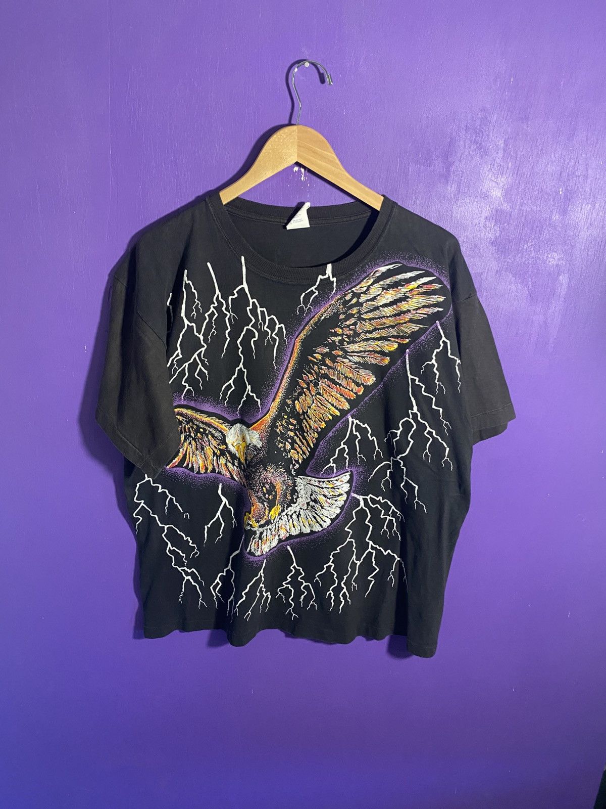 Vintage Vintage 90s Eagle lightning AOP nature tee Size US XL / EU 56 / 4 - 1 Thumbnail