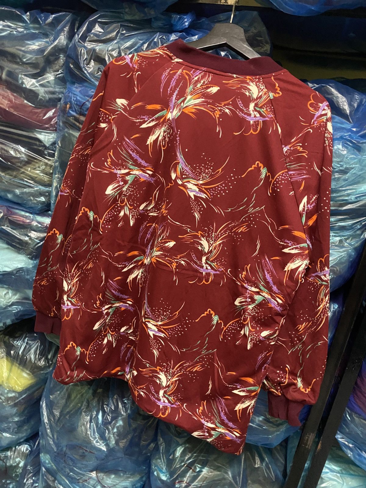 Japanese Brand Vintage Marumi Maroon Floral Bomber Jacket 80s/90s Retro Size XL / US 12-14 / IT 48-50 - 8 Thumbnail