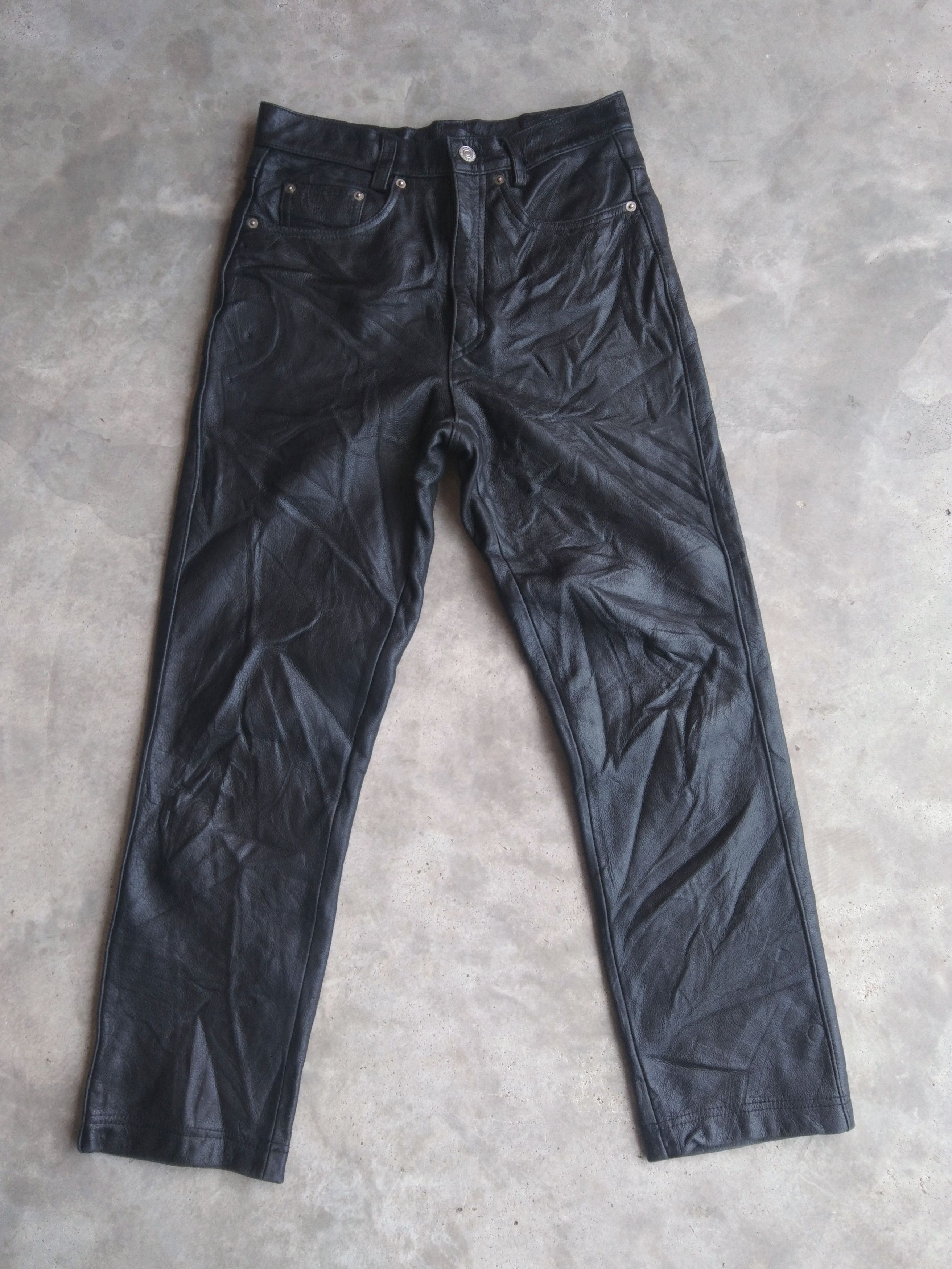 Vintage 90s Storm Leather Pants Black Size US 28 / EU 44 - 1 Thumbnail