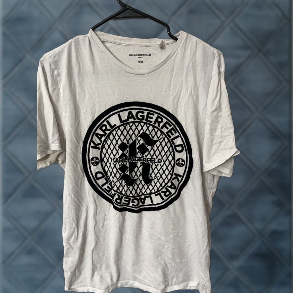 Karl Lagerfeld VINTAGE Karl Lagerfeld Men’s Cotton T-Shirt Short Sleeve Crew Neck Graphic Print 2010s Paris Logo Classic Size US M / EU 48-50 / 2 - 1 Thumbnail