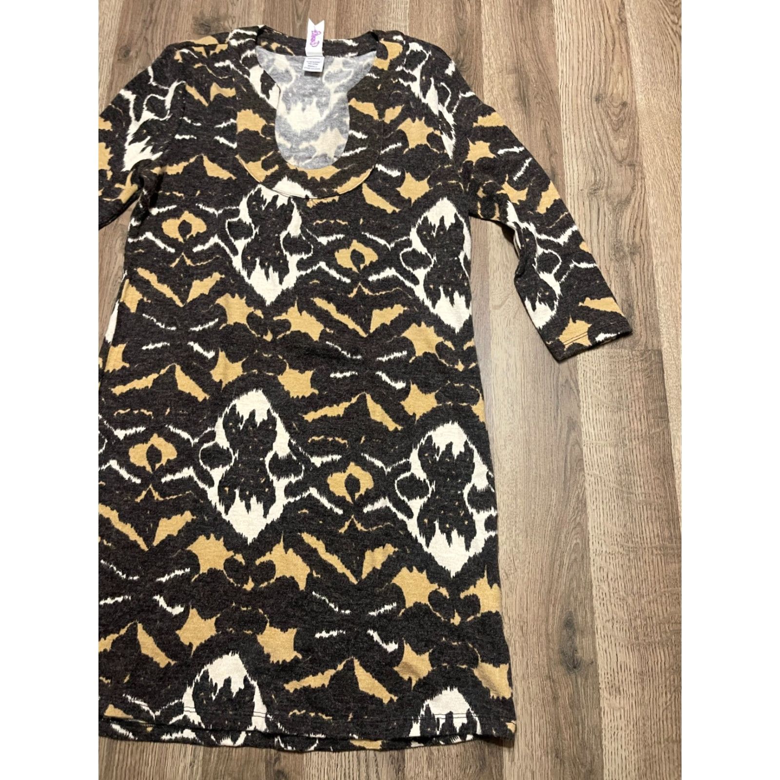 Vintage Emmelee Shirt, Women’s Size Small, V-Neck, Long Sleeve, Brown Black White, Casual, Shirt, Womens Size S / US 4 / IT 40 - 4 Thumbnail