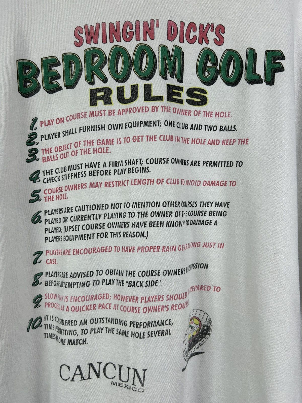 Vintage 90s Swingin Dicks Bedroom Golf Rules Sex Tee XXX Parody Size US XXL / EU 58 / 5 - 13 Thumbnail