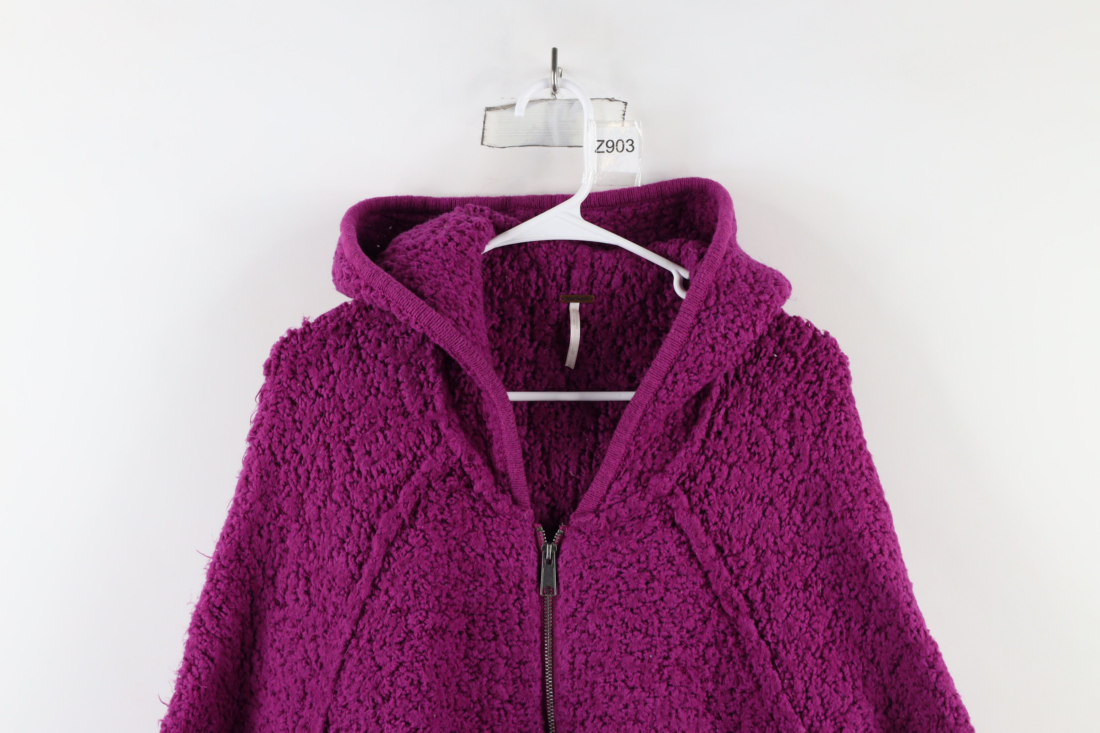 Free People × Vintage Free People Oversized Baggy Cropped Full Zip Hoodie Pink Size L / US 10 / IT 46 - 2 Thumbnail