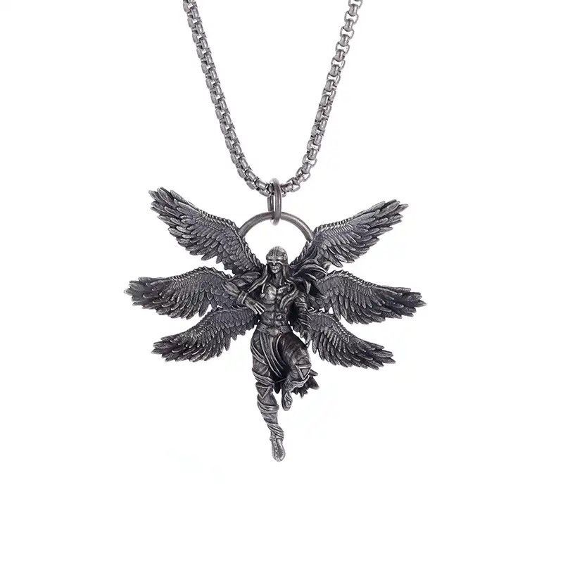 Jewelry Mythical Seraph Warrior Patron Saint Pendant Necklace Size ONE SIZE - 6 Thumbnail