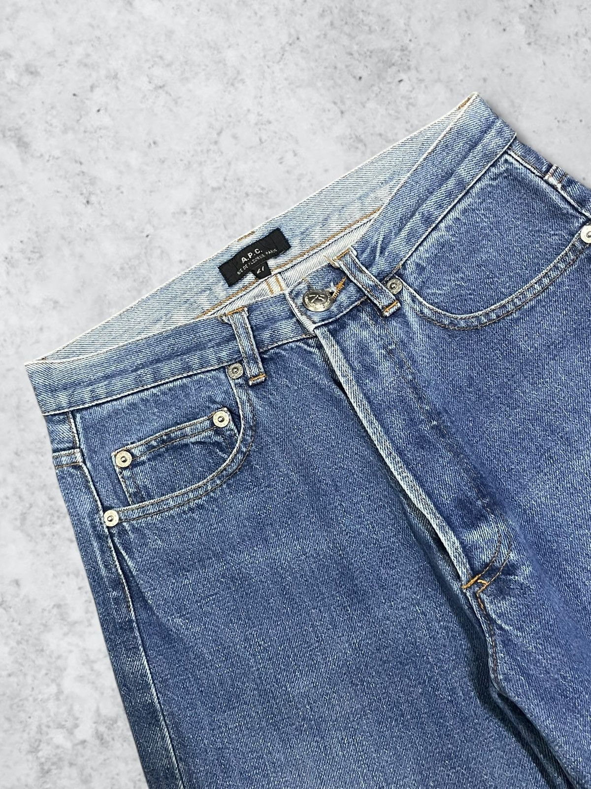 A.P.C. Vintage A.P.C Selvedge Button Fly Straight Frayed Blue Jeans Size 27" / US 4 / IT 40 - 9 Thumbnail