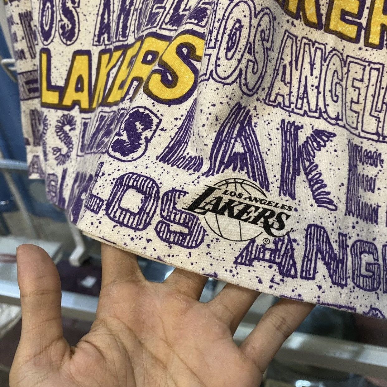 Salem Sportswear Vintage 90s Salem NBA LA Lakers AOP Tee Size US M / EU 48-50 / 2 - 6 Thumbnail