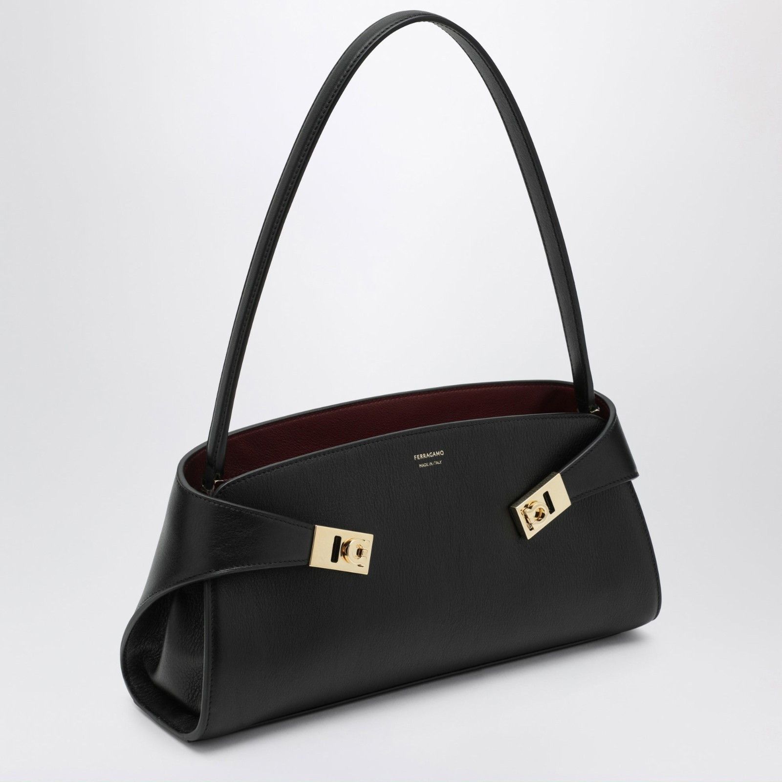 Salvatore Ferragamo FERRAGAMO Hug East West Navy Dark Brown Calfskin Shoulder Ba Size ONE SIZE - 2 Thumbnail